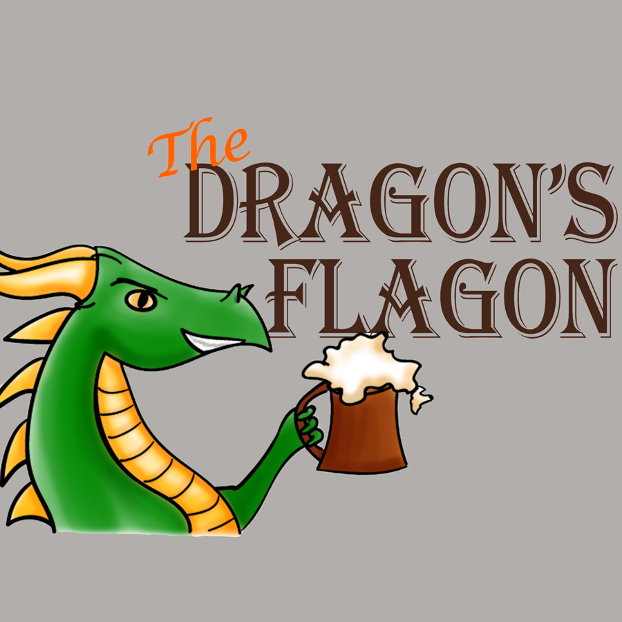 Logo of green dragon holding a frothing flagon of ale