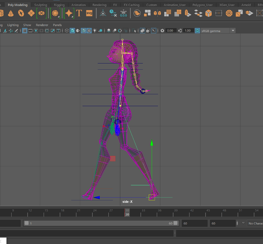 Wireframe of 3d character animation