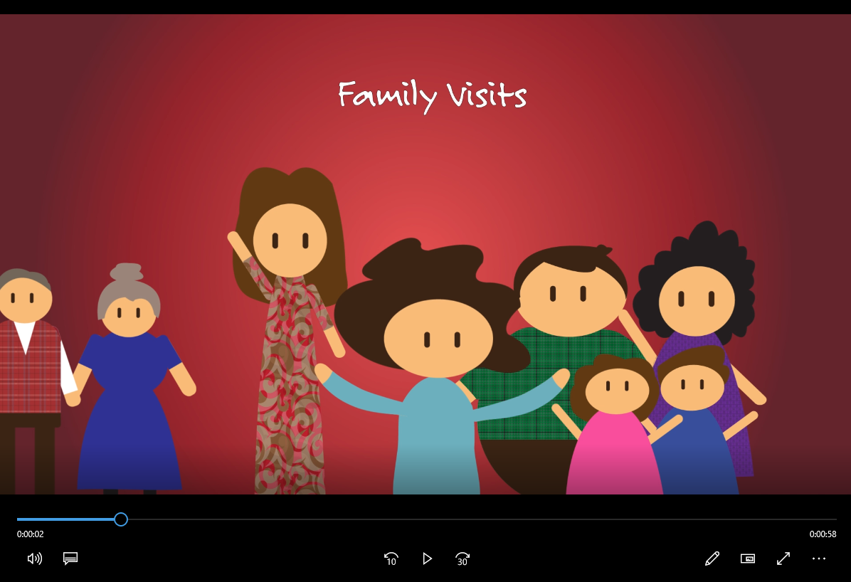 Still frame of family surrounding woman in promo